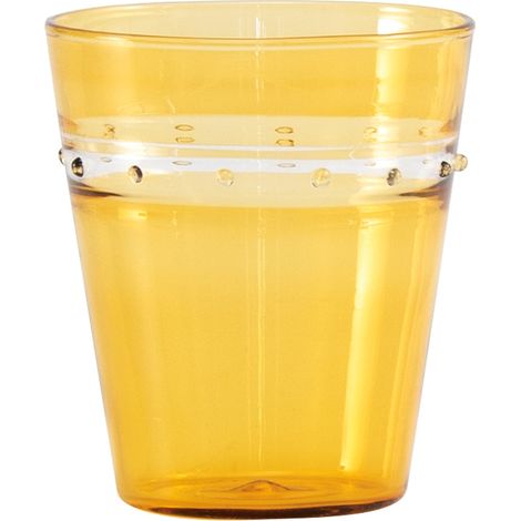 Zafferano Bicchiere A Pallini Tumbler in vetro borosilicato soffiato a mano, set da 4 pezzi, colore giallo oro, design artigianale impilabile