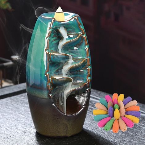 Brûleur d'Encens en Céramique à Refoulement, Porte-Encens Ornement, Four Aromatique pour Aromathérapie, Maison, Bureau (1/5)