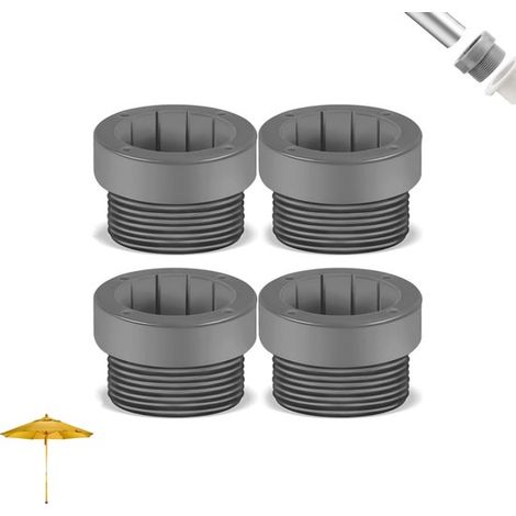 Stabilizzatore per palo di ombrellone da piscina in 4 pezzi, colore grigio, con adattatore filettato e cuneo conico, inserto per patio/balcone da 1-3/4 pollici. (1/5)
