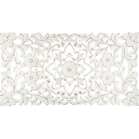 Atmosphera – Décoration murale en bois MDF blanc vieilli 85 x 45 cm – Style bohème chic pour salons et chambres – Accroche facile