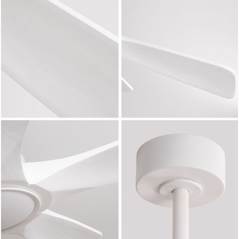 Ventilateur de plafond 90x90x34,5 cm en métal et bois blanc, 6 vitesses, salon FloraGrace (1/5)
