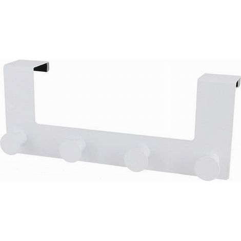 TRADE SHOP - Appendiabiti Da Porta Con 4 Ganci 27x11.5cm Bianco Per Asciugamani Vestiti 87781 - (1/5)