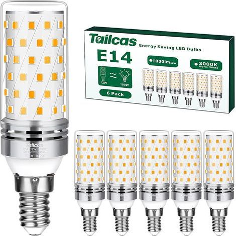 Lot de 6 Ampoule E14 Led Blanc Chaud, 12W (Équivalent Halogène 100W) Ampoules Culot Edison à vis E14 3000K 1000LM Non-Dimmable Sans Scintillement AC 220-240V pour, Lustres, Lampes de Chevet (1/5)