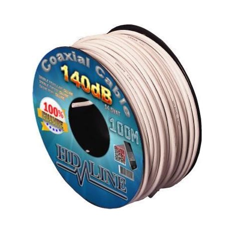 Câble Coaxial - HD-LINE - 100M - 100% Cuivre - Double Feuillard - Double Tresse
