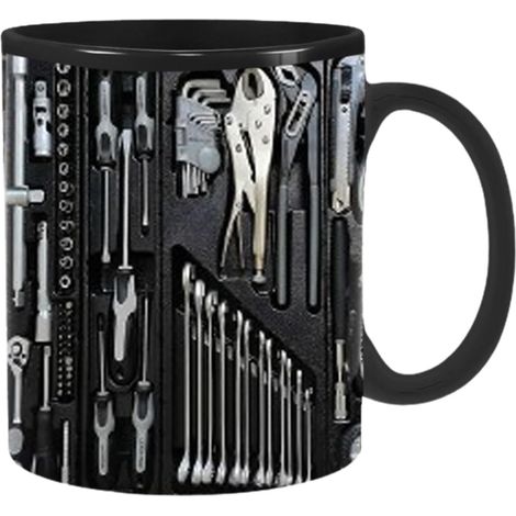 Mechanikerbecher, origineller Kaffeebecher mit Motorenmotiv, Werkzeugkastenbecher für Mechaniker, Keramikbecher, Designer-Teebecher für Herren mit Mechanikermotiv, 350 ml