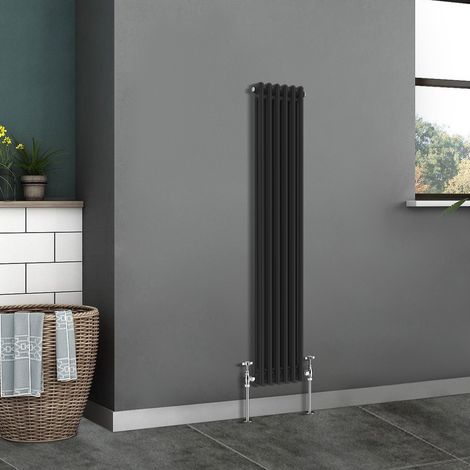 Traditional Radiator Cast Iron Style Radiator 2 Column Black 1500x290mm