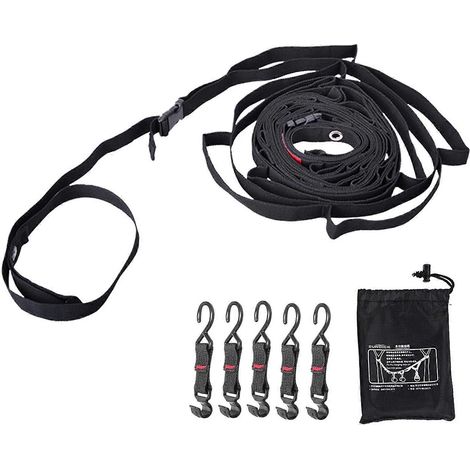Sangle de rangement de camping de 1,8/5 m avec 5/10 crochets, cintre de voyage, corde à linge à suspendre aux arbres, organisateur de camping, équipement de camping extérieur