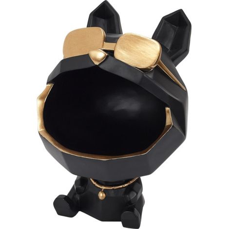 Statuette & Vide-Poche "Chien à Lunettes" 23cm Noir (1/5)