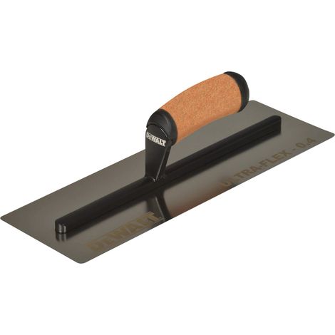 DEWALT 14-inch FLEX Stainless Steel Flat Trowel with Leather Handle (Model 2-992, 0.4mm Thickness) for Drywall Finishing
