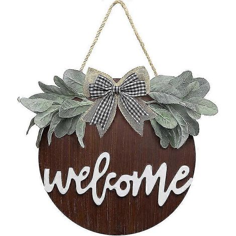 Couronne de porte Wabjtam pour la Saint-Patrick, panneau de bienvenue, décoration printanière à suspendre, ronde, en bois, pour porte de ferme (1/5)