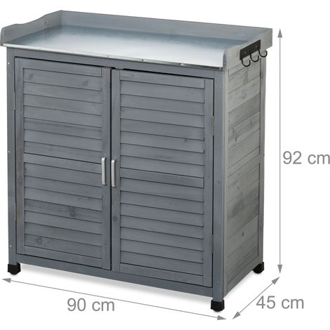 Tavolo da giardinaggio con armadio portaoggetti 92 x 90 x 45 cm pratico per il giardinaggio all'aperto in legno naturale 130016737