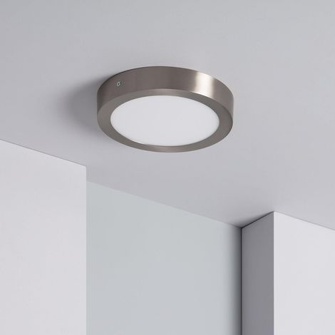 Plafonnier LED Rond 18W Métal Ø225 mm Argenté 3000K Blanc chaud (1/7)