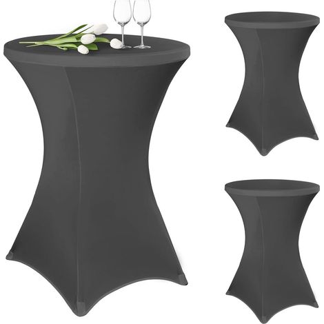 Stehtisch Hussen 80cm Dunkelgrau Stretch Dunkelgrau &xD880cm-3er Set (1/5)