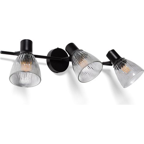 Aplique de Pared Metal y Cristal Aron 3 Focos Negro