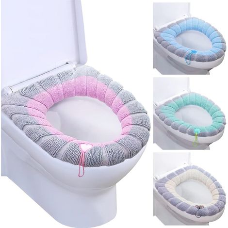 Ensemble de 4 housses de siège de toilette lavables avec poignée, indispensables en hiver et compatibles avec la plupart (1/5)