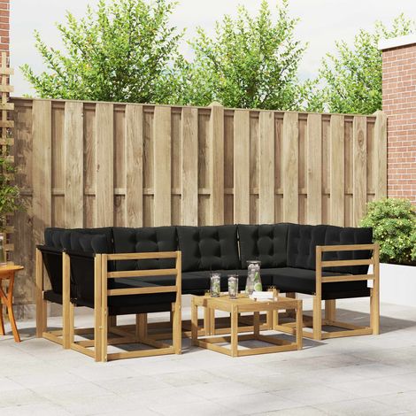 vidaXL Outdoor-Sofagarnitur mit Kissen 7 pcs Weiß und Schwarz (1/5)