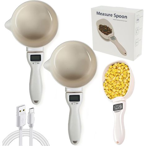 Cuillère Mesurante Électronique Améliorée avec Fonction de Conversion, Tasse Mesurante Intelligente Électronique, Pese Pendant que Vous Scoopez, Rechargeable, Précision Élevée de 800g / 0.1g avec Écra (1/5)