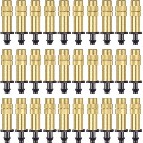 30Pcs Adjustable Copper Atomizing Nozzle Drip Irrigation Sprayer 4/7mm Atomization Micro Sprinkler Irrigation Equipment Cooling Garden Greenhouse Vegetables (1/5)