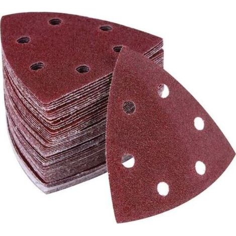 Pair Pack de de 100 Triangles abrasifs 6 trous 90 x 90 x 90 mm Destiné à, XU,ponceuse delta Feuilles abrasives triangulaires Ponçage et polissage(320) (1/4)