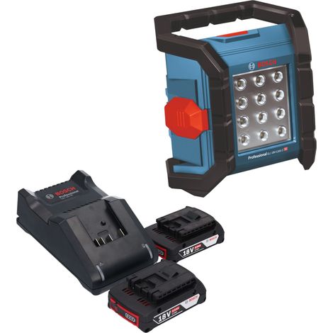 Bosch GLI 18V-1200 C Professional Akku Baustrahler 18 V 1200 lm + 2x Akku 2,0 Ah + Ladegerät