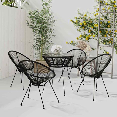 vidaXL Ensemble à dîner d'extérieur 5 pcs Rotin PVC Noir (1/5)