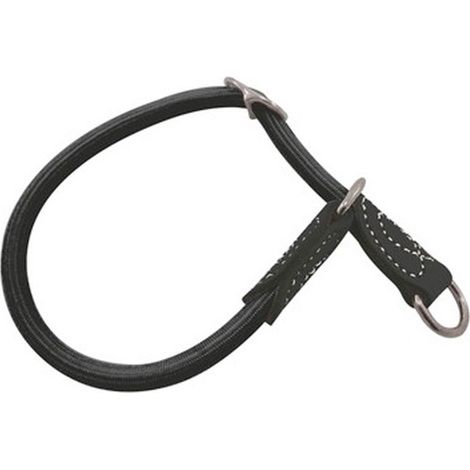 Collare tubolare in corda con finiture in similpelle per cani: nero 14 x 600 mm