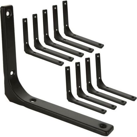 10 Pcs Equerre Etagere Murale Noir, Equerre Metal 150mm x 125mm, Equerre Charge Lourde Support Etagere Murale (1/4)