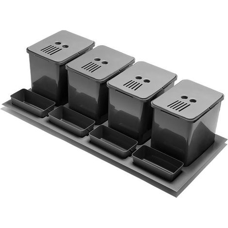 módulo cubo de basura elegans. plástico. antracita. 4x16l. ancho 935mm. alto 230mm