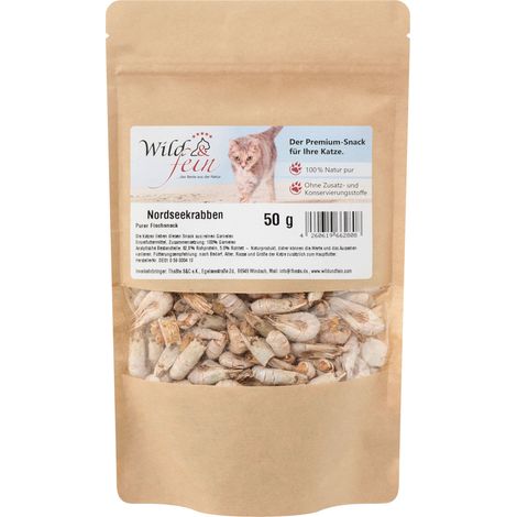 Wild & Fein Nordseekrabben gefriergetrocknet 50 g - mit lebenswichtigemTaurin
