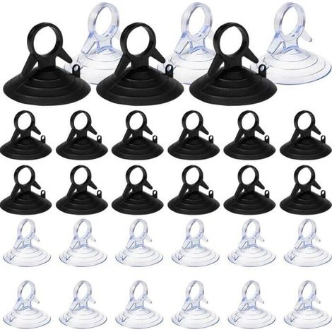 60pcs Sun Visor Suction Cups, 45mm Suction Cups without Hooks, PVC Suction Cups, Mini Suction Cups in Black, Transparent, Window Suction Cups (1/4)