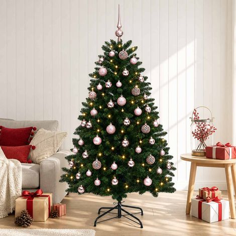 vidaXL Árbol de Navidad artificial verde medio con bolas 180 cm (1/5)