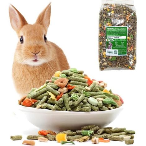 UlisemNourriture équilibrée pour lapins (700 g) – aliment principal enrichie de légumes, nourriture naturelle pour rongeurs, avec vitamines et minéraux essentiels.