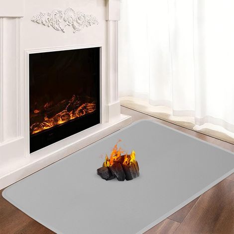 Tapis ignifuge 60 x 40 cm pour poêle à cheminée, plaque de protection contre les étincelles, tapis de protection de sol ignifuge pour cheminée, plaque de sol pour protéger le sol contre les étincelles (1/5)