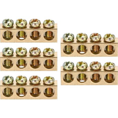 5 Pcs Borne De Mise À La Terre, 4 Positions Vis Borne De Mise À La Terre En Laiton, M4 26.5x5.5x7.5mm Bloc De Barrière En Laiton Pour Appareils Électriques (1/5)