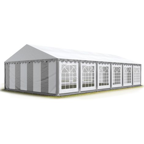 TOOLPORT Carpa para fiestas carpa de fiesta 6x12 m carpa de pabellón de jardín lona PVC 700 N en gris-blanco impermeable