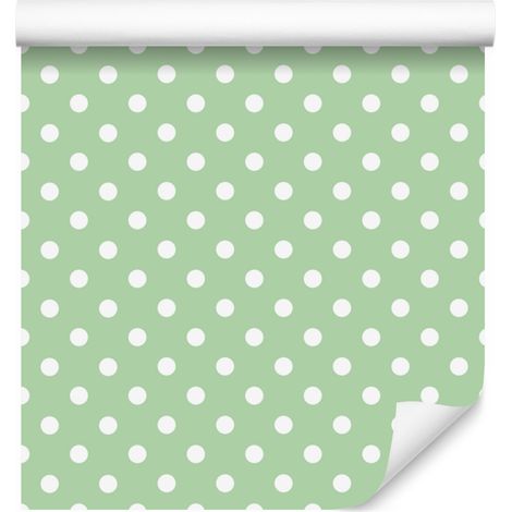 Papier peint à pois menthe, motif menthe centrale pour salon et chambre 50x1000 cm (1/5)
