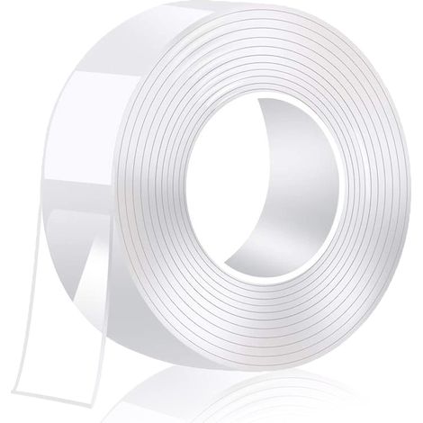 5M Ruban Adhésif Double Face Extra Fort, Lavable Traceless Nano Tape, Double Face Gel Transparent et Amovible pour Tapis, Maison, Cuisine, Voiture