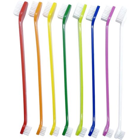 Juego de 8 cepillos de dientes para perros: cepillos de dientes de doble cabezal para perros pequeños y grandes (1/4)