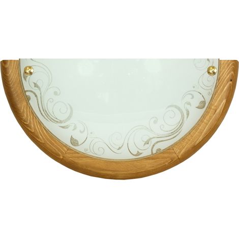 Plafonnier chêne verre motif 1xE27 60W Herba Candellux (1/2)