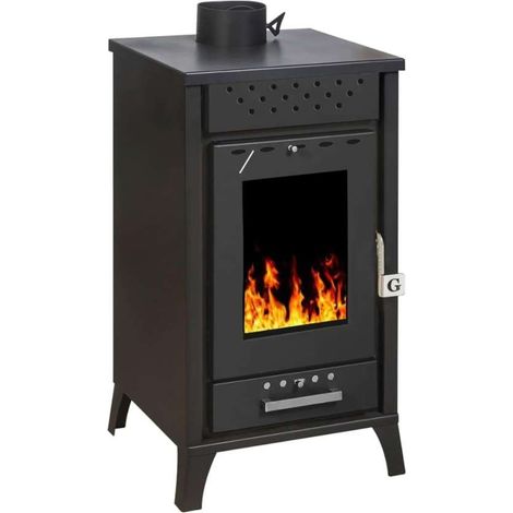 Divina Fire Stufa a Legna Olga 15 kW - Nera - 45,5x48,5x91cm (1/5)