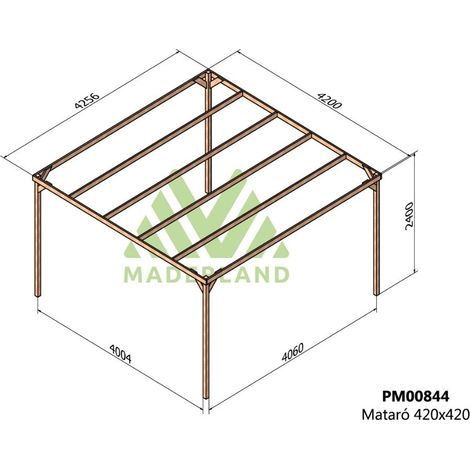 Pérgola de Madera Maciza Mataró (Maderland) - Gardeneas - 420 x 420 cm