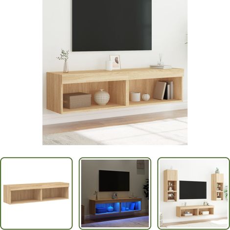 LED-Leuchten - TV-Schränke mit LED-Leuchten 2 Stk. Sonoma-Eiche 60x30x30 cm (1/5)