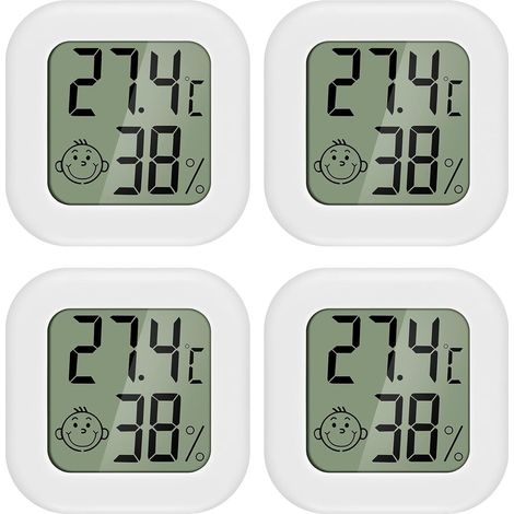 PAIRIER 4 pièces Mini LCD Thermomètre Hygromètre Interieur Termometre Maison Convient pour Les Chambres D'enfants,Les Chambres de Personnes âgées etc
