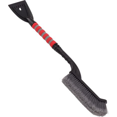 Brosse à neige, grattoir à glace amovible, outil de déneigement avec poignée ergonomique en mousse pour voitures et camions, gris et rouge (1/5)