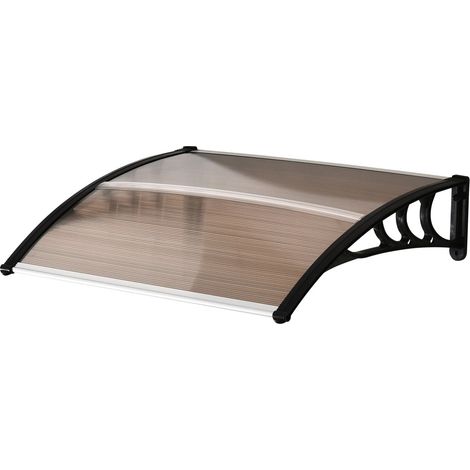 Auvent de porte d’entrée en polycarbonate marron 120 x 75 x 23 cm (1/5)