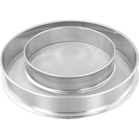Lot de 2 Tamis Cuisine, extracteurs de Pollen d'herbes 120 et 80 Mailles, 30 cm et 20 cm, en Acier Inoxydable, Tamis à Farine, empilables pour Cuisine, Argent (1/5)