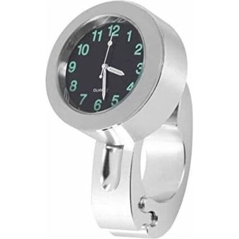 Montre de guidon moto étanche argentée, fixation 22-25 mm, avec outil, accessoire pour deux-roues