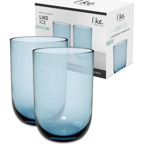 Verre À Long Drink Ensemble De 2 Pièces, Verre Coloré Bleu Glacier, Contenance 385 Ml (1/5)