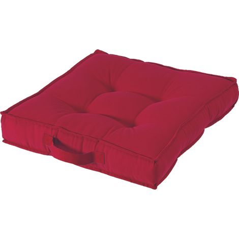 Quadratkissen in gepolsterter Baumwolle 50x50 cm mit Wohnzimmergriff - Red