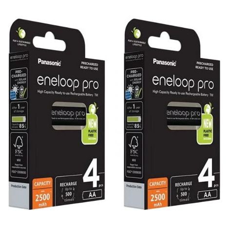 Panasonic batterie ricaricabili Eneloop pro 8 stilo AA 2500mAh blister bk-3hcde